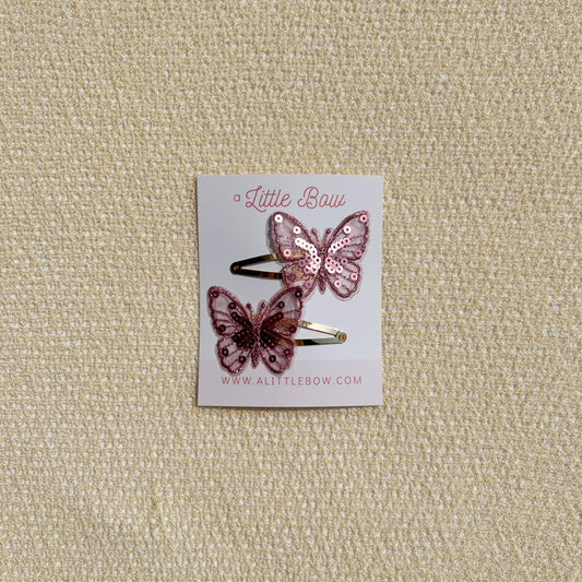 BUTTERFLY CLIP // Pink Sequins
