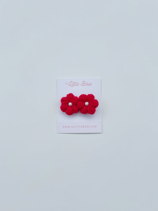 PUFFY PEARLS CLIP // Red