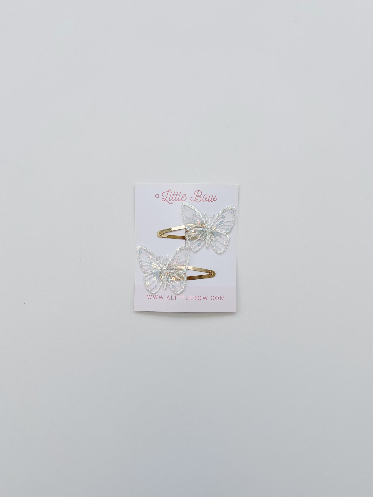 BUTTERFLY CLIP // White Sequins